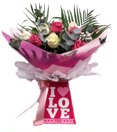 Mixed dozen roses - Mixed pink and white roses