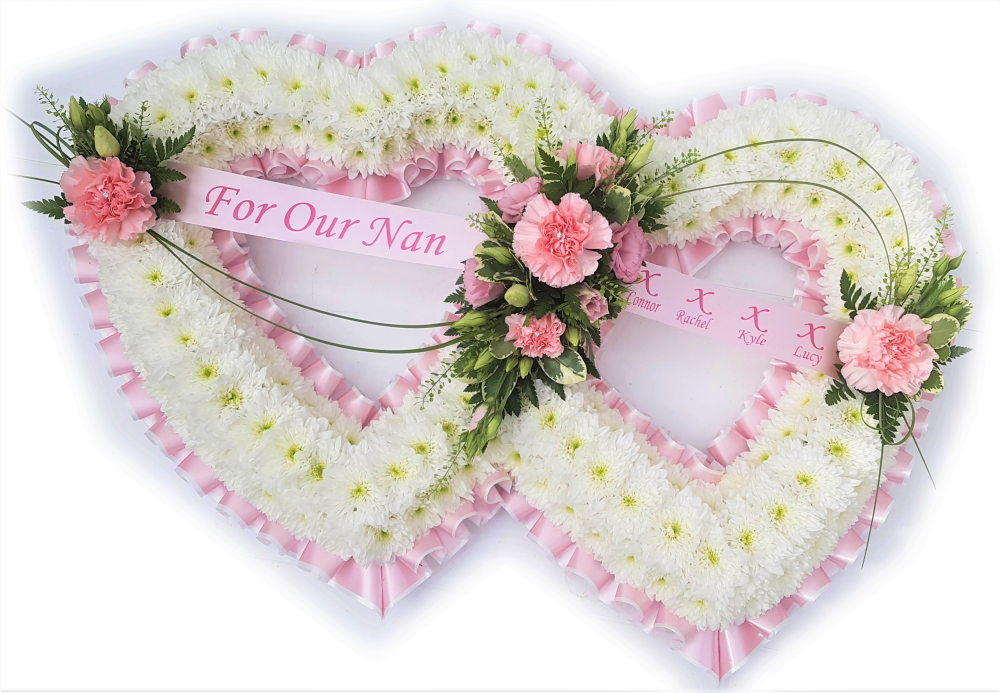 Double Heart - Pink and white